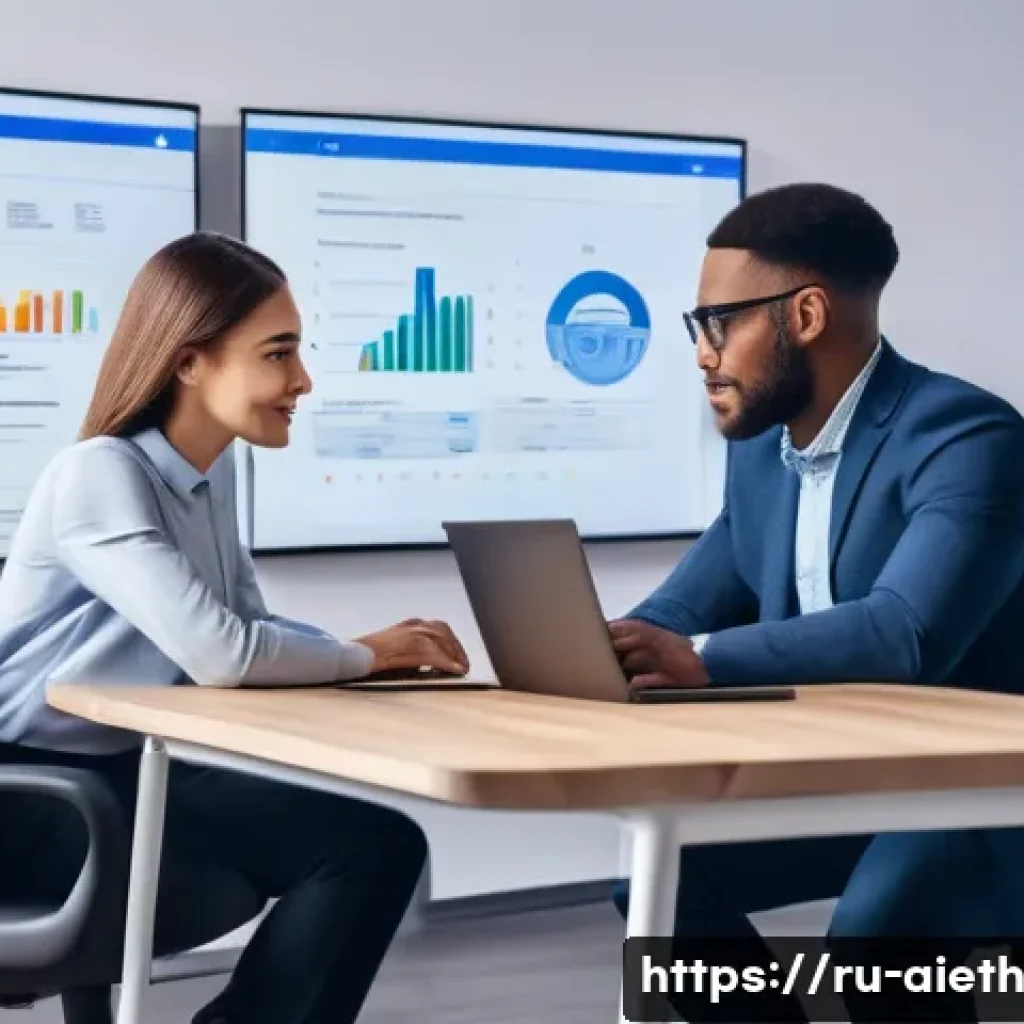 AI 윤리와 AI 검열 - A diverse group of professionals in a modern office environment collaborating on AI fairness solutio...