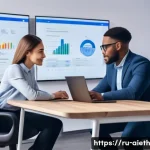 AI 윤리와 AI 검열 - A diverse group of professionals in a modern office environment collaborating on AI fairness solutio...