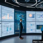 AI 윤리와 AI 윤리 평가 기준 - A futuristic office setting in Moscow featuring a diverse team of Russian professionals in business ...