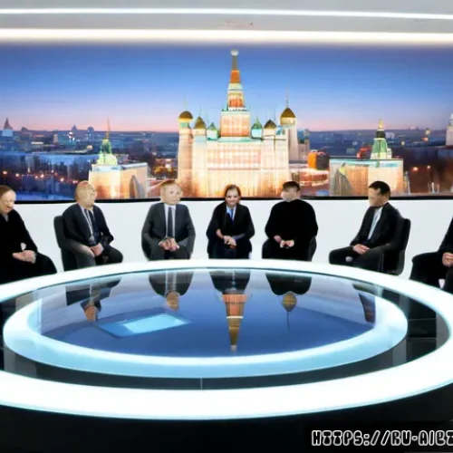 Home 17 AI 윤리와 AI 감시 체계 - Photorealistic Moscow public oversight center, diverse Russian AI ethics committee seated around a c...